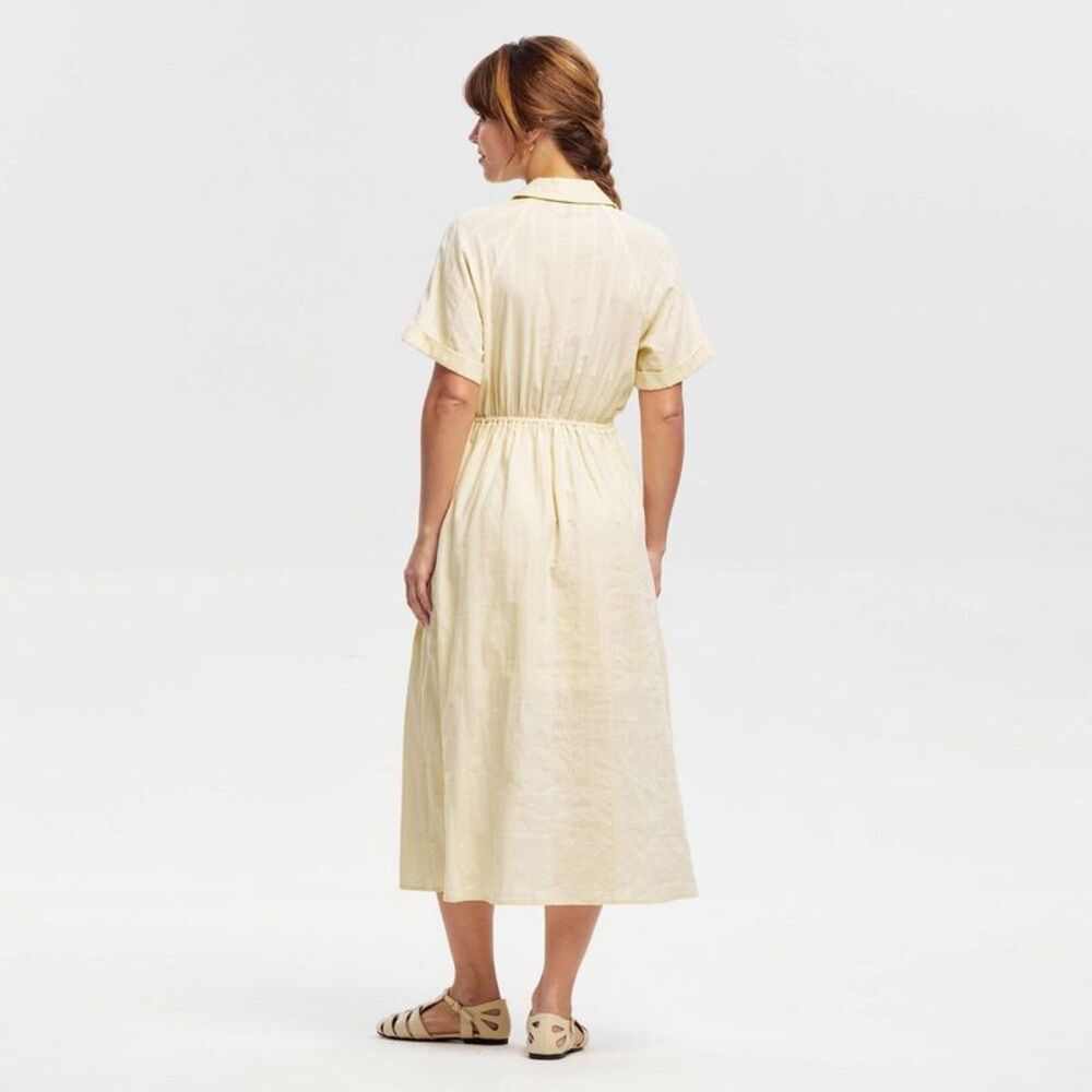 Women's Short Sleeve Button-Front Midi Shirtdress - Universal Thread Cream XS - Picture 2 of 3